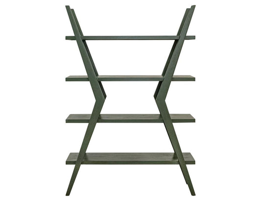 4-Shelf X-Shaped Étagère Moka Bookcase - Mango Wood Storage