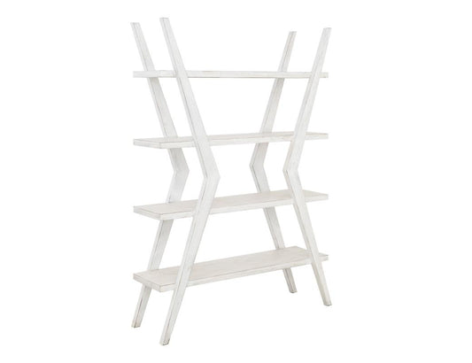 4 Shelf X-Shaped Étagère Bookcase | White Moka Mango Wood
