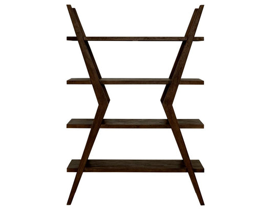 4 Shelf X-Shaped Étagère Bookcase - Moka Mango Wood Display
