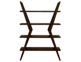 4 Shelf X-Shaped Étagère Bookcase - Moka Mango Wood Display