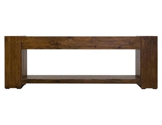 Console 94" Electric Fireplace | Teak Wood Entertainment Center