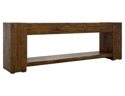 Console 94" Electric Fireplace | Teak Wood Entertainment Center