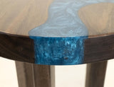 Zaphiro Chairside Table - Artisan Wood & Sapphire Epoxy Design