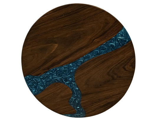 Zaphiro Cocktail Table | Sapphire Inlay Wood & Epoxy Design