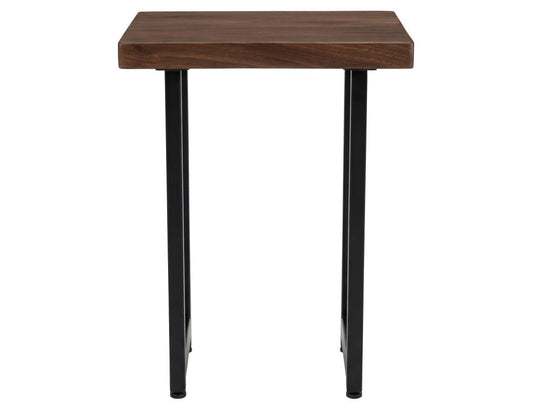 Zaphiro Chairside Table - Live-Edge Melina Wood with Metal Base