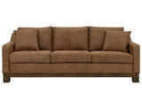 Zaphiro Sofa | Modern Camel Poly Suede Sofa with Wood Base