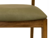 Silver Counter Height Barstool 24" - Olive Green Upholstered Seat