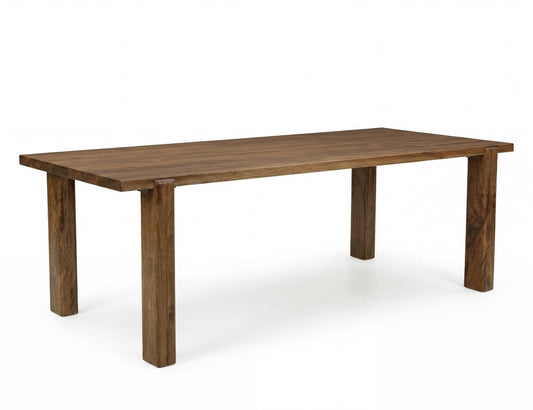 Silver Rectangular Dining Table - Teak Wood for 6 People