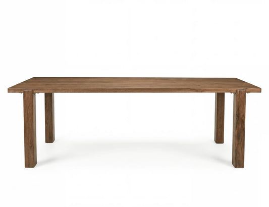Silver Rectangular Dining Table - Teak Wood for 6 People