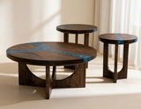 Zaphiro Chairside Table - Artisan Wood & Sapphire Epoxy Design