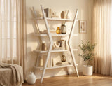 4 Shelf X-Shaped Étagère Bookcase | White Moka Mango Wood