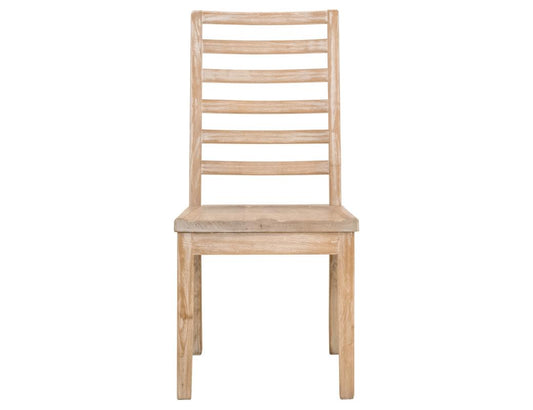 White Balam Wooden Chair - Solid Pine Ladder-Back Dining Chair