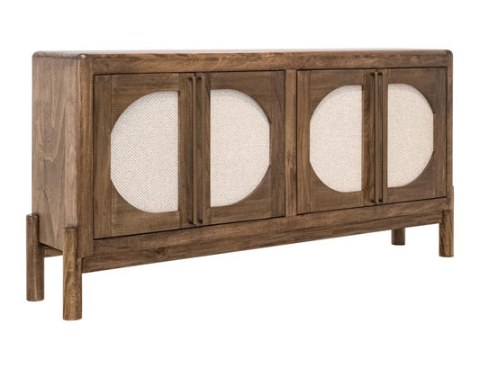 Dune 4 Door Console - Modern Wood Storage with Woven Panels