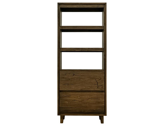 2 Drawer Bookcase | Savia Solid Wood Storage with CNC Detailing