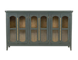 6 Door Console Table | Brava Transitional Wood & Glass Storage