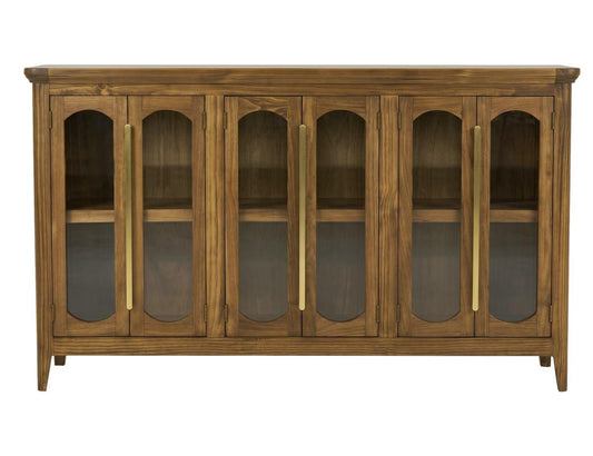 6 Door Console Table - Brava Transitional Design Storage Cabinet