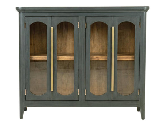 4 Door Console Table - Brava Transitional Design with Glass