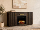 Dark Mesquite TV Stand with Fireplace - 1 Drawer 2 Door