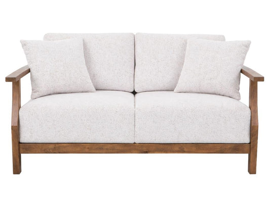 Forest Loveseat | Beige Upholstered Loveseat with Melina Wood Frame