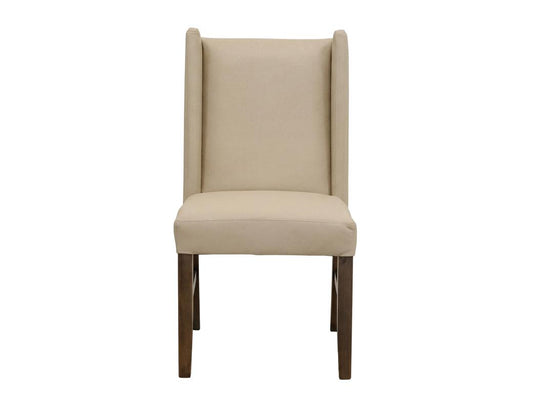 Silver Upholstered Dining Chair | Ivory Leather & Wood