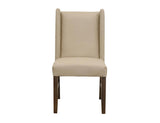 Silver Upholstered Dining Chair | Ivory Leather & Wood
