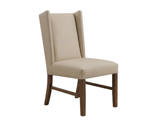 Silver Upholstered Dining Chair | Ivory Leather & Wood