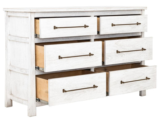 6 Drawer Dresser - White Rustic Farmhouse Bedroom Furniture