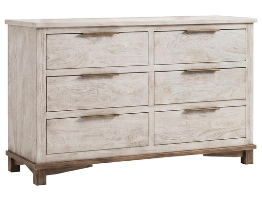 6 Drawer Dresser | Golden Loft Light Gray & Brown Wood Storage