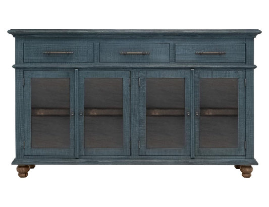 3 Drawer 4 Door Vintage Console - Solid Pine Wood Accent Furniture