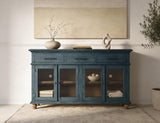 3 Drawer 4 Door Vintage Console - Solid Pine Wood Accent Furniture