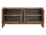 Dune 4 Door Console - Modern Wood Storage with Woven Panels