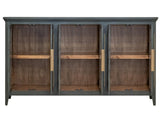 6 Door Console Table | Brava Transitional Wood & Glass Storage