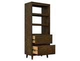 2 Drawer Bookcase | Savia Solid Wood Storage with CNC Detailing