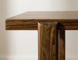 Silver Rectangular Dining Table - Teak Wood for 6 People