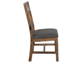 Loft Brown Wooden Dining Chair - Solid Pine Grey Fabric