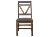 Loft Brown Wooden Dining Chair - Solid Pine Grey Fabric