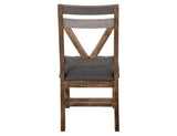 Loft Brown Wooden Dining Chair - Solid Pine Grey Fabric