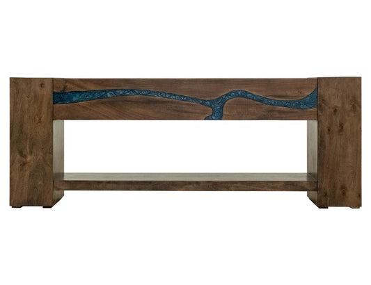 Zaphiro Solid Wood Console | Melina Wood & Sapphire Epoxy Inlay