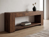 Console 94" Electric Fireplace | Teak Wood Entertainment Center