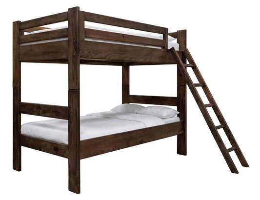 Forte Pine Twin Bunk Bed | Solid Wood Coffee Ochre Finish