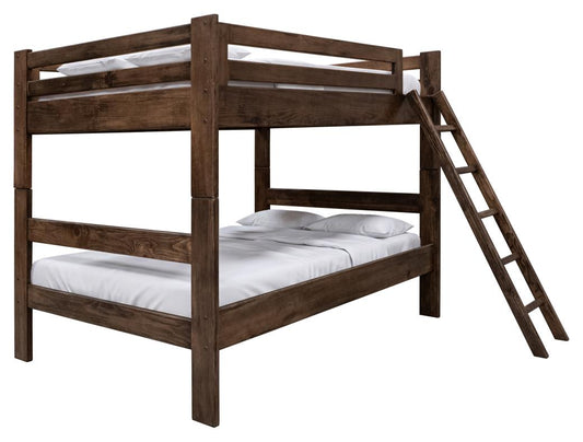 Forte Pine Full-Size Bottom Bunk Bed - Solid Wood Coffee Ochre