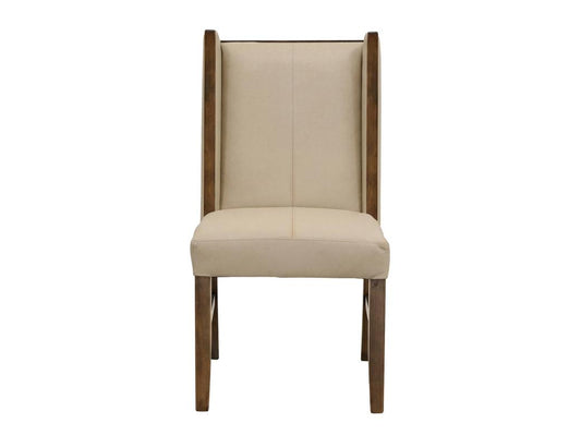 Silver Upholstered Chair | 100% Ivory Leather Wingback Dining