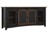 Pueblo Black TV Stand: 2 Sliding & 2 Mesh Doors, Solid Pine