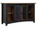 Pueblo Black TV Stand - 2 Sliding Doors, 2 Mesh Doors, Solid Pine