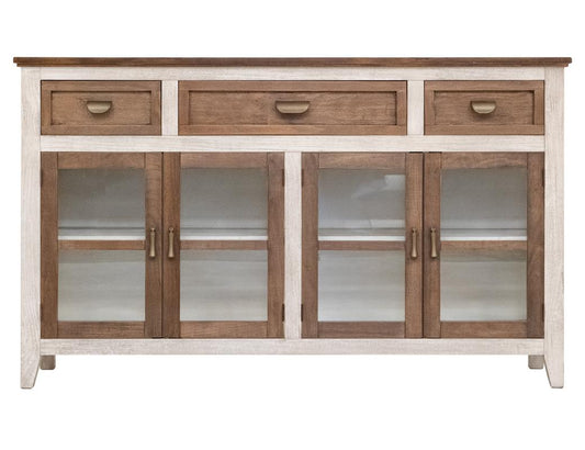 3 Drawer 4 Glass Door Console - Modern Mango Wood Furniture