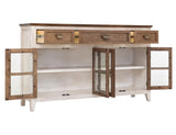 3 Drawer 4 Glass Door Console - Modern Mango Wood Furniture
