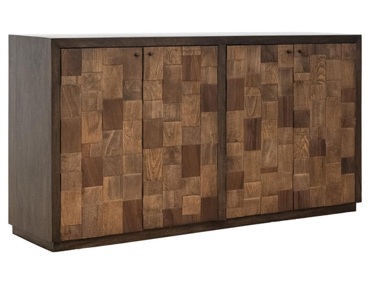 4 Door Console - Origin Console with Oak Geometric Design