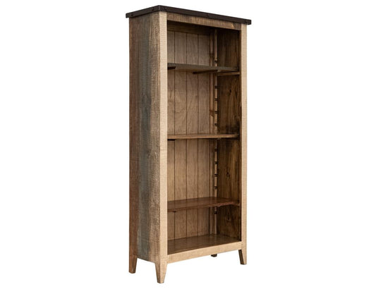 Antique Solid Pine Bookcase - 12 Position Rustic Design