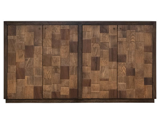 4 Door Console - Origin Console with Oak Geometric Design