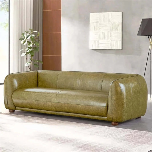Marlon Luxury Italian Leather Green Sofa